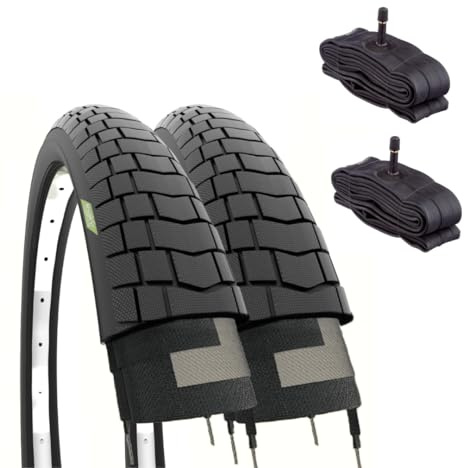Ecovelò 2 pneus 20 x 1,95 (50 – 406) + Chambres à air vanne Amérique Schrader vélo BMX Free Style Noir