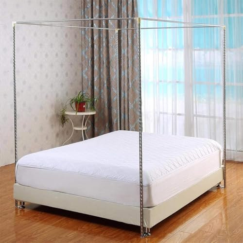 CUEYU Stainless Steel Canopy Frame Bedroom Decoration Support is Used for Metal Wooden Bed/Platform Size Double Bed Full Double Bed, Mosquito net 180X200CM