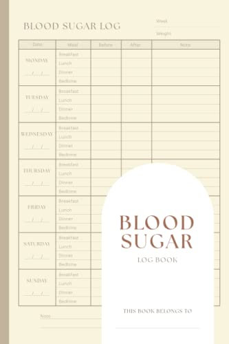 Blood Sugar Log Book: Weekly Diabetic Glucose Monitoring Log Journal, Monitor Blood Sugar And Blood Pressure Levels, 106 Weeks 4-time Before and After