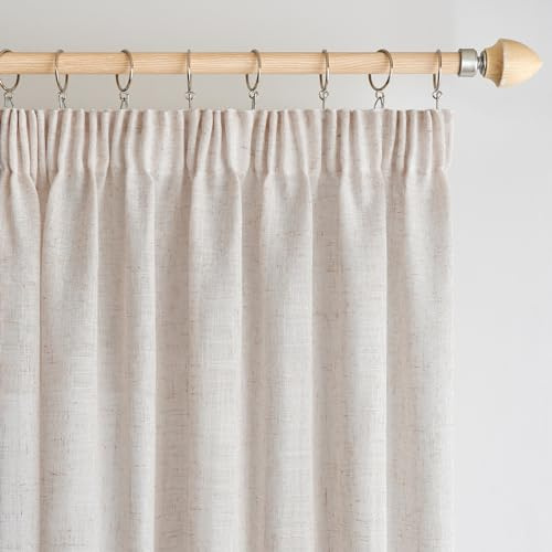 Woaboy Cortinas Lino Visillo Cinta Salon Dormitorio 2Pz 140x245cm Blanco