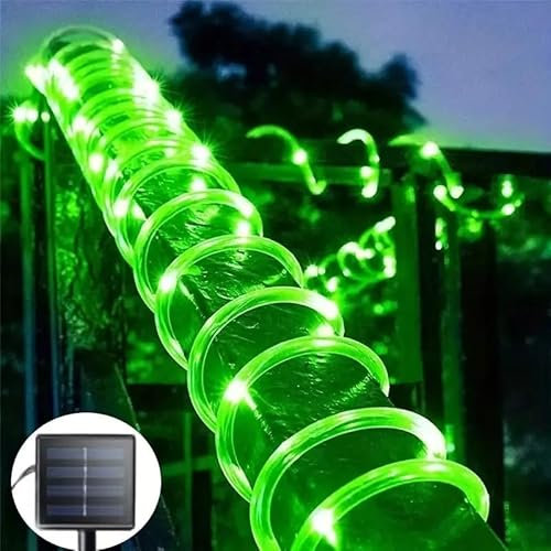 SHANJIA Solar Guirnalda Manguera, 7.5M/25ft 50LEDs Exterior Luz Cadena,Luces de Cuerda Impermeables,LED luz cadenas para bodas,fiestas y Navidad,Luces de Navidad (Verde)