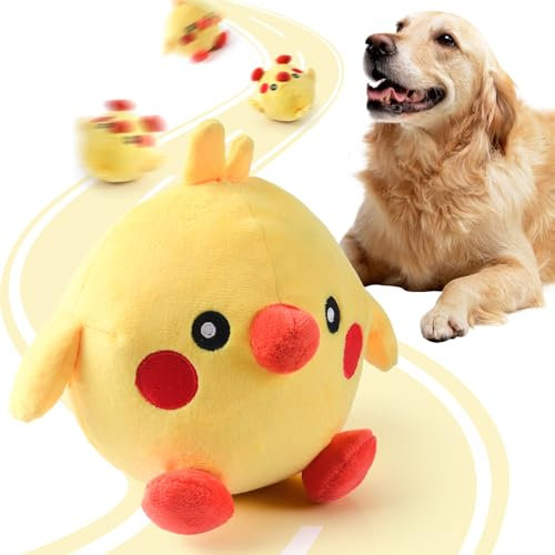 Interaktive Hundespielzeug, Sprechendes Tier Plüschtier für Hund, Ausgestattet mit Bounce- und Gesangsfunktionen, USB Wiederaufladbare Waschbare Cartoon Plüsch für große Mittlere und Kleine Hunde