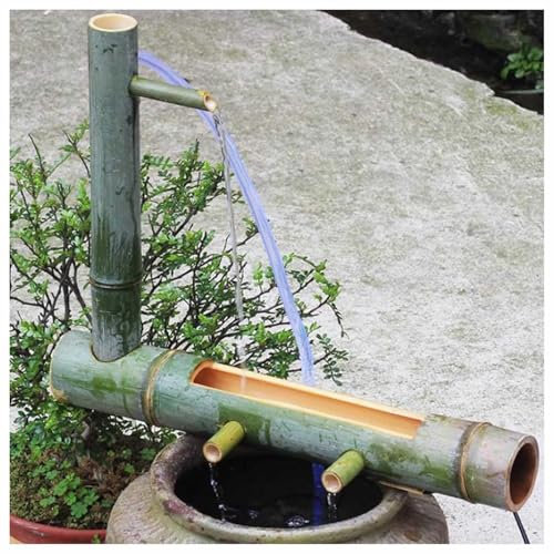 XYUERU Fontaine de Jardin Zen en Bambou, Fontaine en Bambou de Style Japonais avec kit de Pompe, décoration de Jardin, Fontaine à Eau en Cascade à Plusieurs Niveaux for intérieur et extérieur(30cm)
