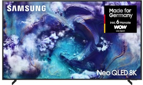 Samsung Neo QLED 8K QN900F 85 Zoll (214 cm) Mini LED Fernseher, Antireflexion, 8K AI Upscaling, Metal Frame Design, Knox Security, Dolby Atmos, Art Store Galerie, Samsung Vision AI Smart TV