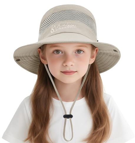 Zando Kinder Sonnenhut UV 50+ Fischerhut 5-13 Jahre, Hellbeige