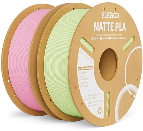 ELEGOO Matt PLA-filament Sakura rosa och mintgrön 2 kg, 1,75 mm 3D-skrivarfilament, dimensionell noggrannhet +/- 0,02 mm, 2 st 1 kg kartongspole (2,2 pund) passar de flesta FDM 3D-skrivare