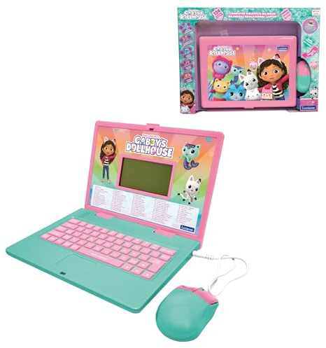Lexibook, La casa delle bambole di Gabby, Computer educativo bilingue INGLESE/ITALIANO, 124 attività di lingua, scrittura, matematica, logica, musica e giochi, Rosa/blu, JC598GDHi5LXB
