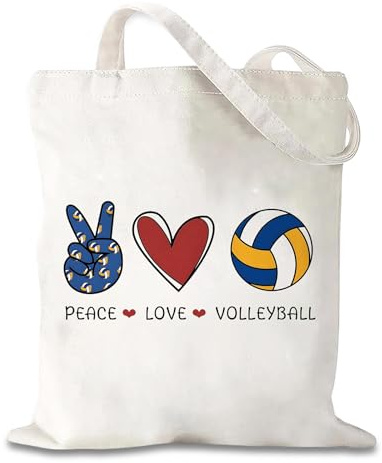 Cunegra Borsa per il trasporto da pallavolo, regalo per donne e ragazze, in tela, borsa per la spesa da donna, in tessuto stampato su entrambi i lati, 40 x 35 cm