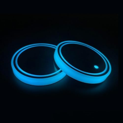 2 portabicchieri illuminati a LED per automobili con alloggiamento impermeabile, materiale acrilico e doppio effetto bagliore ad anello (A)