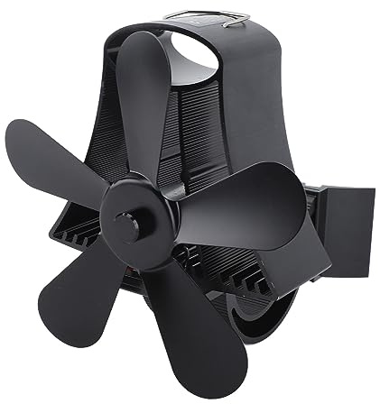 Haofy Ventilateur de Cheminée Magnétique, Fonctionnement Silencieux et Efficace, Brûleur à Bois à 5 Pales alimenté par la Chaleur pour une Circulation D'air Chaud Supplémentaire (BLACK)