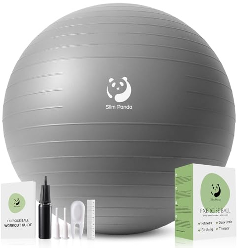 Slim panda gymnastikboll, 55–85 cm explosionssäker och halkfri sittboll med pump, mjuk yogakula träning uppblåsbar boll för seniorterapi, hem, fitness, balansträning