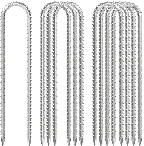 Joerres, picchetti per tende zincati, pali per cemento armato da 30,5 cm, ancoraggio a terra a U, resistente, per trampolino da giardino, in acciaio inox curvo, con estremità a scalpello