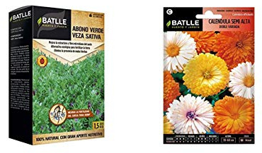 Semillas Batlle Abonos Ecológicos Verde Veza Caja 1,5Kg + de Flores Caléndula semi alta doble variada