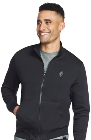 Skechers Men's The Hoodless Hoodie GO WALK Everywhere Full Zip Mock Neck Jacket, Bold Black, XX-Large