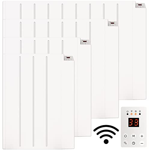 MYLEK Panel Heater Radiator Wifi Smart App Electric 600W With Thermostat - Wall Mounted or Floor Standing Lot 20 Compliant - Bathroom IP24 Rated - for Homes, Offices and More (600W)