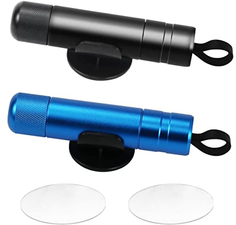 UptVin 2 Piezas Martillo de Seguridad para Coche, 2 en 1 Rompe Cristales y Cinturones Herramienta de Escape de Emergencia para Romper Vidrio de Automóvil - Azul & Negro