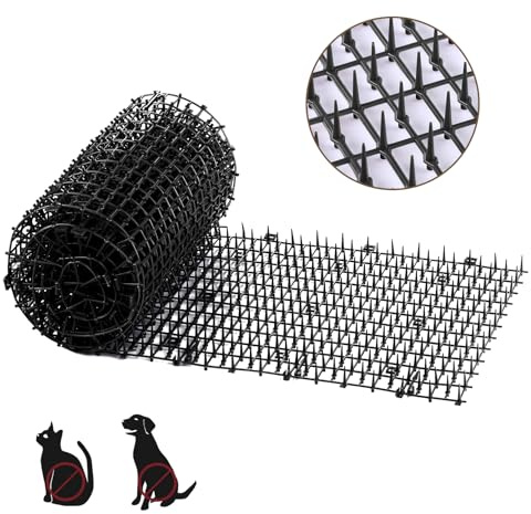 Bynccea Cat Scat Mat with Spikes, 6.5ft Cat Repellent Mat Anti Cat Prickle Strips Network Digging Stopper Outdoor PP Plastic Cat Spike Mat（Black