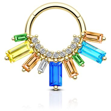 Agrewd Gold Septum Piercing 16G - Bunte CZ Daith Ohrringe für Frauen - Sparkly Unique Schmuck - 316L Edelstahl Körper Piercing