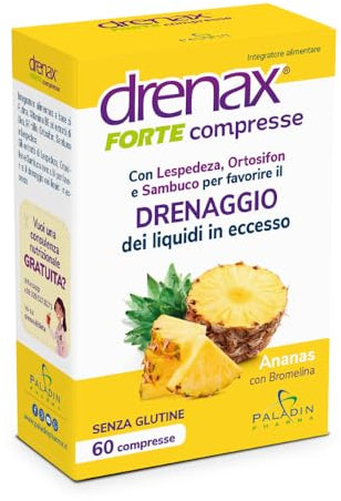 Drenax Forte Ananas Integratore Drenaggio Liquidi, Bromelina Concentrata 60 Compresse