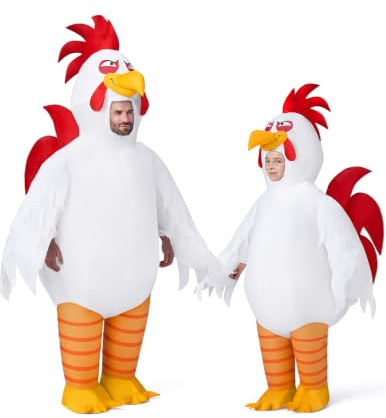 Spooktacular Creations Kids Halloween Inflatable Costumes, Rooster Full Body Inflatable Costume, White Chicken Blow Up for Halloween Cosplay Themed Parties