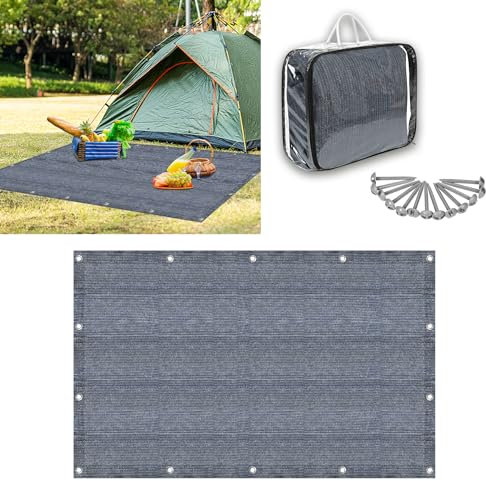 MAYTIIMO Vorzeltteppich Campingteppich - Outdoor Campingmatte HDPE Markisenteppich mit Tragetasche Zeltboden Teppich für Camping - 250x400cm Grau Blau