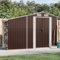 SECOLI Gerätehaus Metall mit bodenplatte - Gartenhaus Metall XXL - Geräteschuppen Outdoor - Gartenschrank Verzinkter Stahl - Braun - 277 x 93 x 179 cm