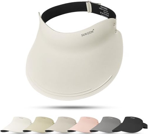 Sukeen Visor Cap Damen, Integrierter Soft Visor Hat, UV-Schutz Sonnenhut mit Metallschnalle, Breite Krempe, Cooler Stoff, Geeignet für Gartenarbeit, Hundespaziergang, Laufen