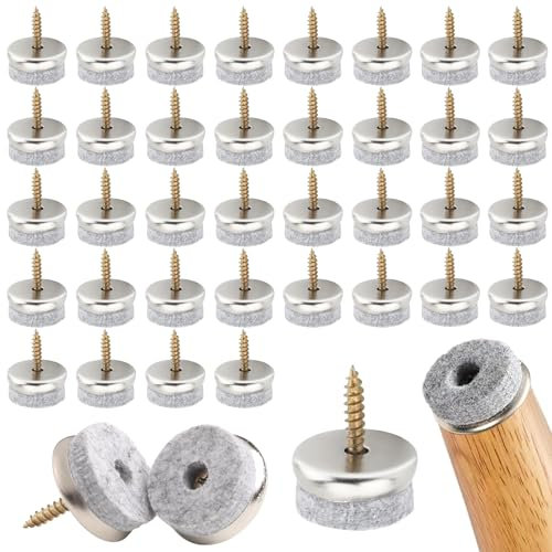 Gebiuhoo Paquete de 36 Deslizadores de Fieltro para Muebles de Ø 24 mm Deslizadores de Fieltro para sillas, Deslizadores para Muebles con fácil Montaje Mediante Tornillos Son Deslizadores