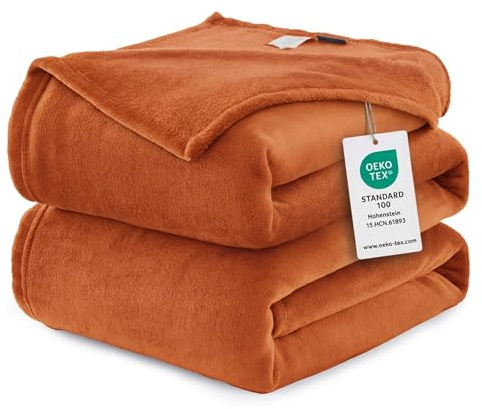 WAVVE Fleece Blanket King Size XXL Orange 7.5ft x 9ft - Fluffy Soft Warm Versatile Extra Large Throw Blanket for Bed/Sofa/Couch, 270x230 cm