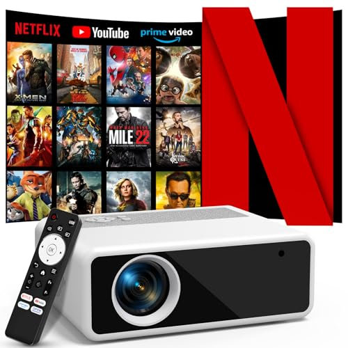 AKATUO Smart Beamer Proiettore 4K WiFi6 Correzione trapezoidale auto nativo 1080P, Messa a fuoco elettrica, Bullet-in altoparlante