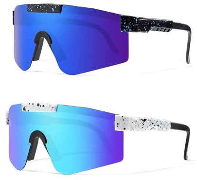 YANGUN Lot de 2 lunettes de soleil de vélo, pour homme et femme, lunettes de soleil rapides polarisées UV400, pour sports de plein air, cyclisme, conduite, (B)