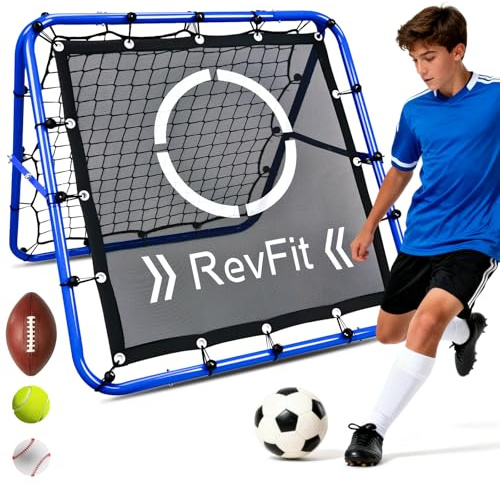 Rebounder für Fußball – Verstellbares Doppelseitiges Rebounder-Netz mit Ziel, für Fußball, Baseball, Tennis, Rugby – Trainingsnetz mit robustem Stahlrahmen – 80/100/120 cm Trainingszubehör Inn