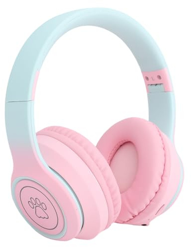 Luocute Cuffie, Cuffie Wireless ANC con Cancellazione Attiva del Rumore Sopra L'orecchio con Microfono Incorporato e Connessione Cablata da 3,5 Mm, per Giochi, Sport, Casa, Ufficio, (PINK)