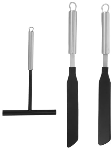 SAFIGLE 1 Set di Utensili per Crêpes - Spatola per Pastella in Acciaio Inossidabile E Spatola a Bordo Piatto - Versatile per Crêpes per Pancake, Ideale per Feste E Pasti Mattutini