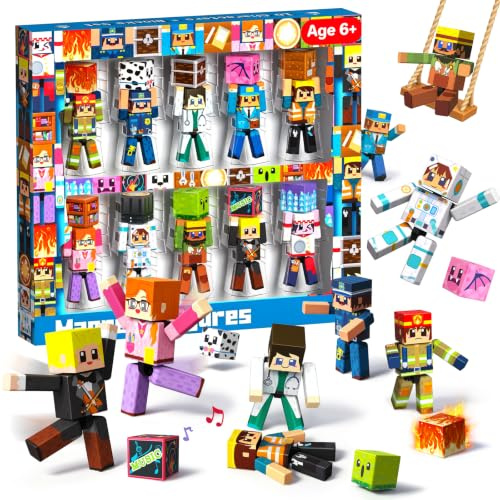 Magneverse Juego de 20 Piezas Figuras Magnéticas, 10 Personajes Articulados con Cubos Magnéticos, Compatibles con Bloques Magnéticos de Construcción, Juguete Stem para Niños a Partir de 6 Años