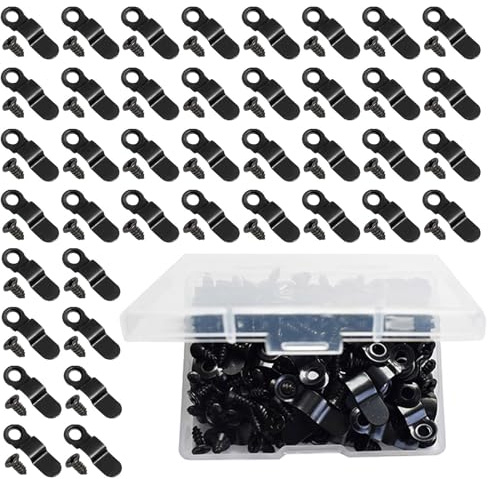 Angoily 120 Pièces Clips de Fixation pour Cadre D'affiche, Clips Photo à Bouton Tournant en Fer, Noir, avec Vis, pour Toile et Cadre Artistique, Accrocher Photos et Toiles