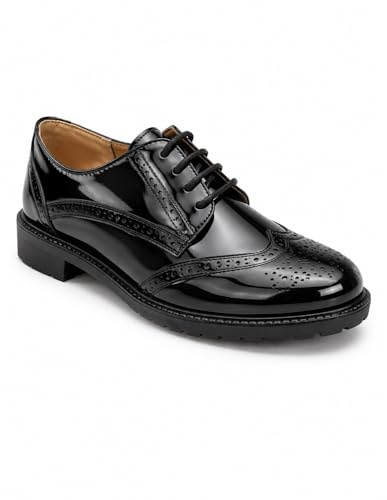 Derbies femme noires vernies - Chaussures Oxford élégantes, confortables et tendance