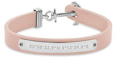 PAUL HEWITT Anker Armband Signum Koordinaten - Armband Leder (Rosa) - Anker Schmuck Edelstahl (Rosegold)