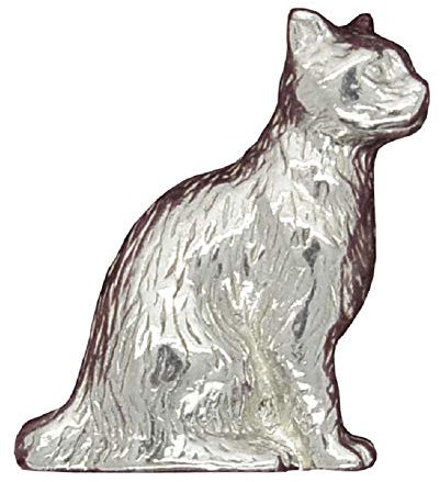 Figurine Chat, Porte-Bonheur Chat, Fait Main en Étain. Made in France, par William Sturt, des Étains de Jumilhac