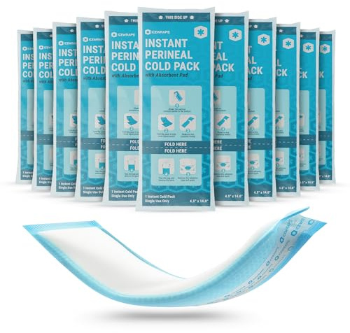 ICEWRAPS Instant Postpartum Cold Pads for Women After Birth – Ice Packs for Postpartum Care, Easy to Activate (Squeeze to Use) Stays Cold up to 20 Min, 12 Pack, Disposable Pads – FSA-HSA Eligible