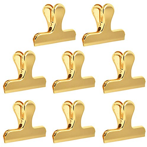 SourceTon Lot de 8 pinces à sachets robustes en acier inoxydable 7,6 x 6,1 cm pour sacs à café, nourriture, pain, cuisine, usage domestique - Doré