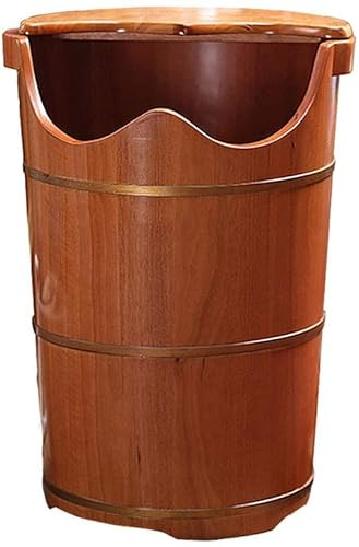 Foot Tub Wooden Foot Basin Foot Tub/ Heightening Foot Bath Barrel Solid Wood Movable Universal Wheel With Cover Massage Beads Foot Massage Basin, Soak, Massage, Spa, Sauna foot Bath Wooden Bucket Foot