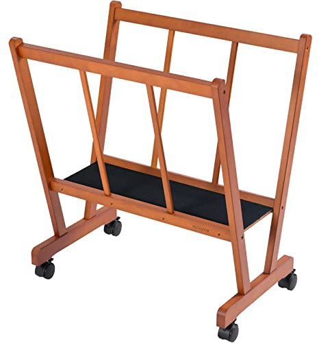MEEDEN Estante Grande de Madera para Impresión Con Ruedas - Almacenamiento y Exhibición de Artistas - Secado de Arte - Para Lienzo, Paneles, Carteles, Nogal