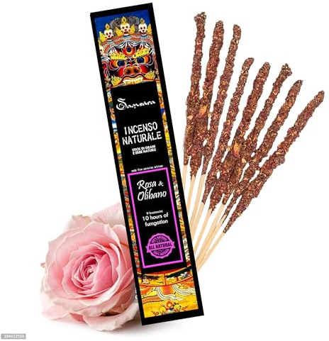Samsara Incenso peruviano in bastoncini Rosa e Olibano - Stick di grani e erbe 100% naturali - fatto a mano in perù
