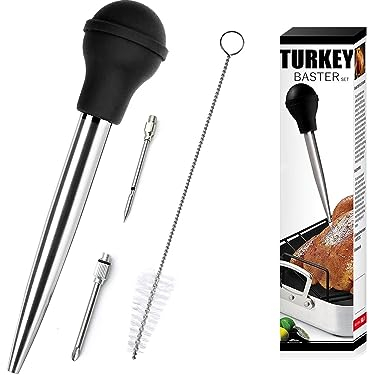 LANANUVO Set di Siringhe per Arrosti in Acciaio Inossidabile, Siringa per Alimenti da Cucina, Pipetta per Tacchino, per Barbecue, Tacchino, Carne, per Marinatura Iniezione, Utensile da Cucina