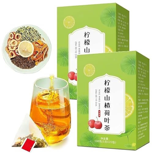 BIVOO 2 Piezas de té de Hoja de Loto de espino de limón, té de Hoja de Loto, té de limón, té de espino, té de 5 sabores for el Cuidado del hígado