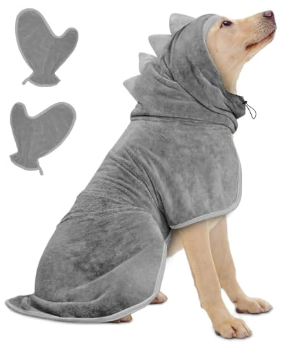 Bibykivn Serviette à Séchage Rapide pour Animaux, Peignoir pour Chien en Microfibre, Peignoir pour Chien Absorbant, Absorbant Manteau pour Animaux, pour Séchage Après Baignade Bain (Gris, L)