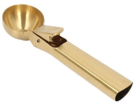 Cucchiaio per Gelato, Gelato, Pallina per Gelato, Paletta per Gelato, Paletta in Acciaio Inox a Prova di Bastoncino, per Frutta e (GOLD)