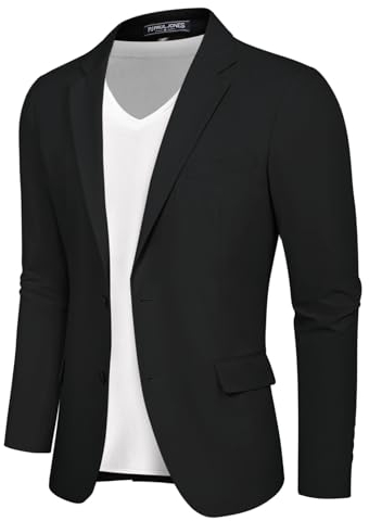 PaulJones Sakkos für Herren mit Gekerbtem Revers Jackett Herren Slim Fit Jakett Herren L Schwarz