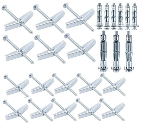 Axaooqeld Juego de 25 tornillos y palancas de rodilla, juego de tuercas de mariposa, juego de anclajes de pared resistente para colgar objetos pesados en paneles de yeso, duradero